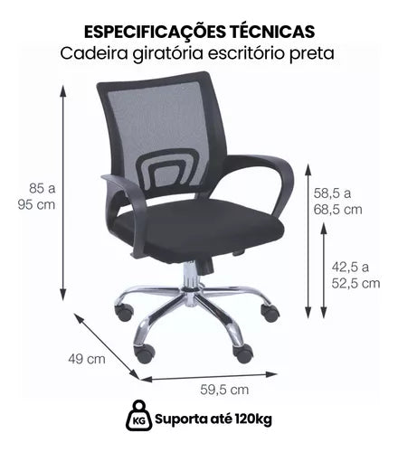 Cadeira Executiva Para Escritorio Preta Ergonomica